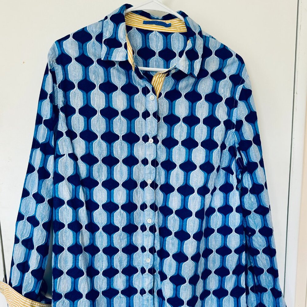 J.M McLaughlin Lois Shirt in Mini Hourglass Long Sleeve Top Women's Size XL